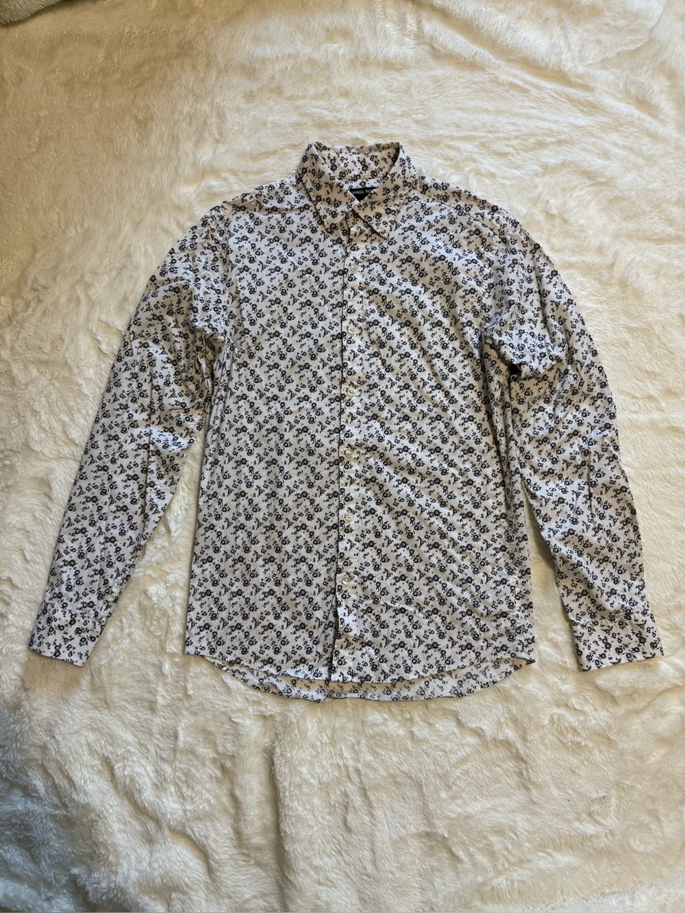 Michael Kors Men's Size Small Slim Fit White Floral Long Sleeve Dress Shirt